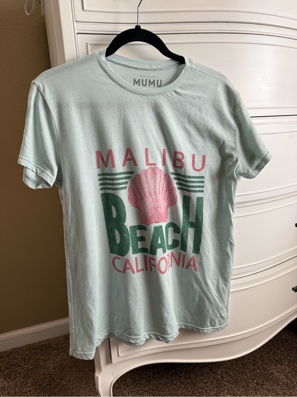 Show Me Your MuMu Mint Graphic Tee with Pink & Dark Green Print
